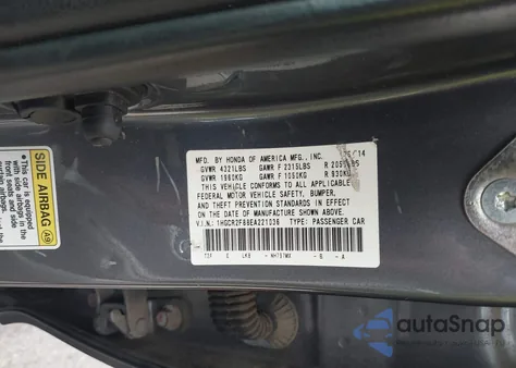 2014 Honda Accord Ex-L z USA, uszkodzony, nr VIN 1HGCR2F88EA221036